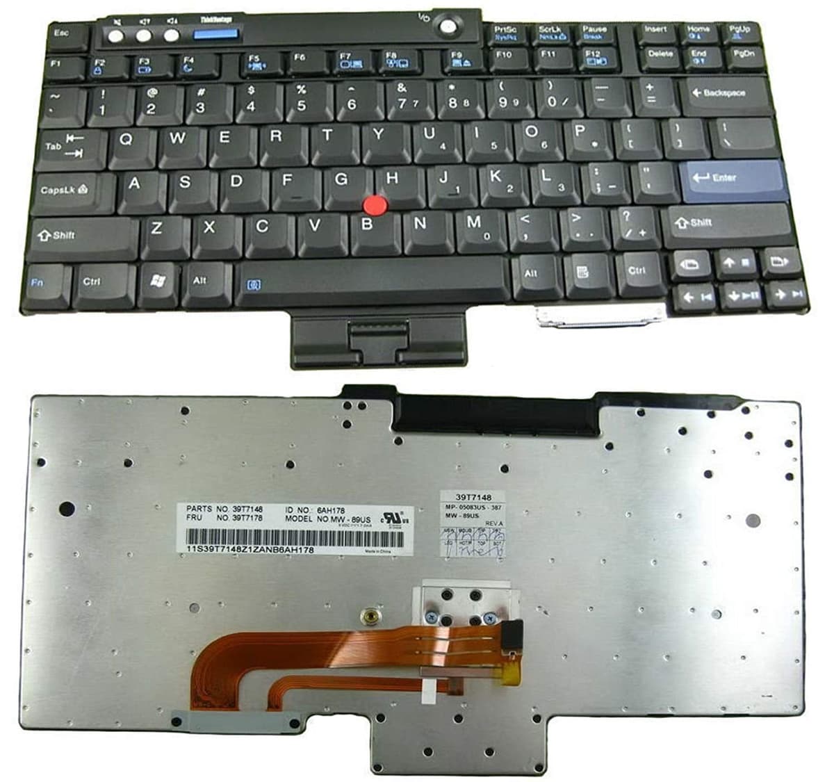 Клавиатура-за-лаптоп-Lenovo:-ThinkPad-T60-T61-R60-R61-Z60-Z61-R400-R500-T400-T500-W500-W700-front-view